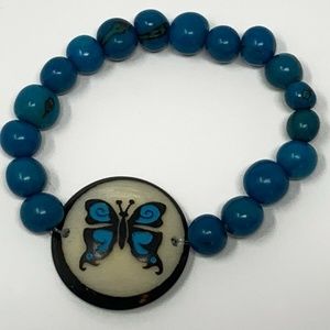 Tagua Nut Açaí BUTTERFLY Organic Stretch Bracelet